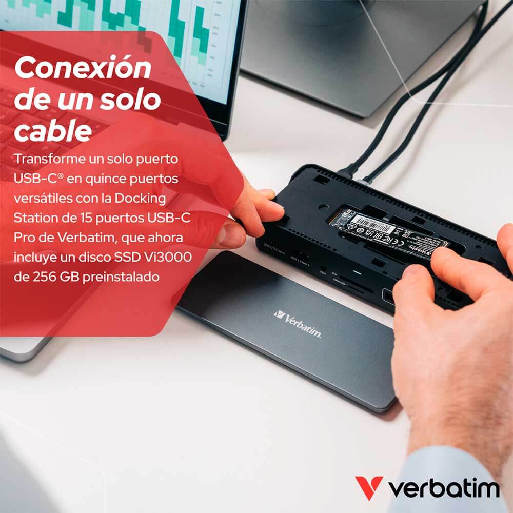 32174 VERBATIM                                                     | DOCKING STATION VERBATIM 15 PUERTOS USB-C PRO                                                                                                                                                                                                             