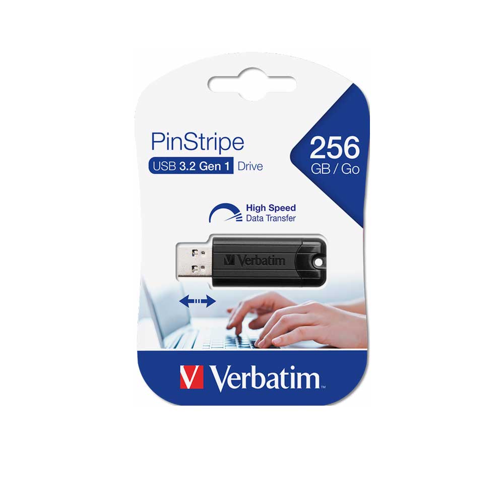49320 VERBATIM                                                     | PENDRIVE VERBATIM 256GB PINSTRIPE USB 3.0 FLASH DRIVE NEGRO                                                                                                                                                                                               