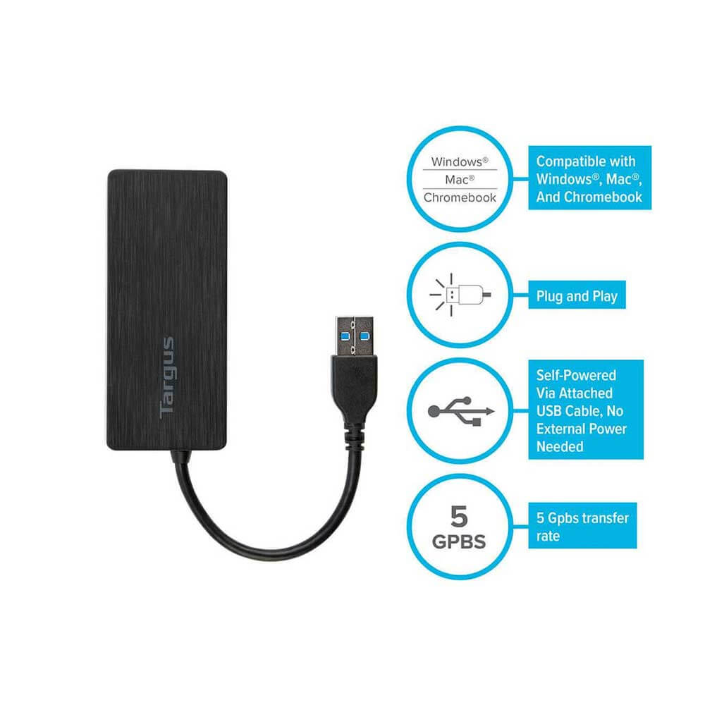 ACH124US TARGUS                                                       | HUB TARGUS USB 3.0 DE 4 PUERTOS                                                                                                                                                                                                                           