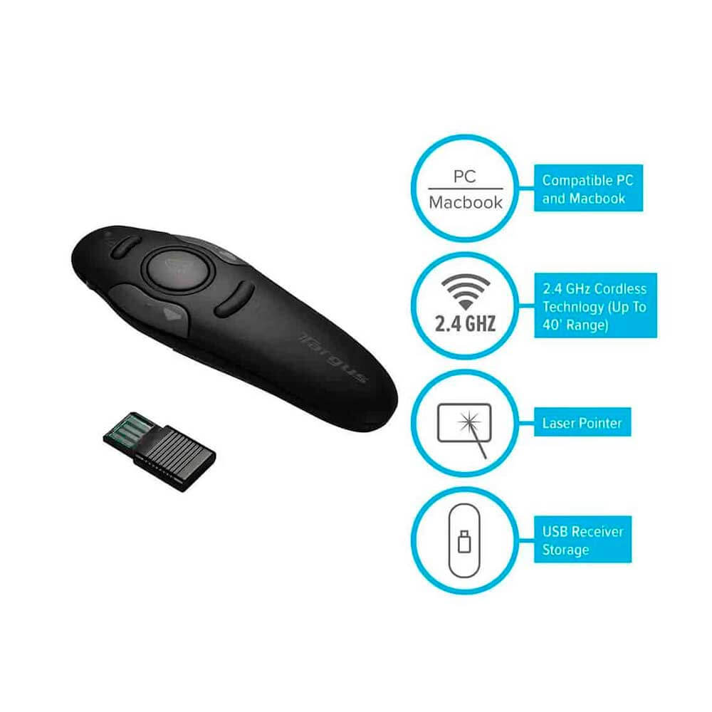 AMP16US TARGUS                                                       | PRESENTADOR INALAMBRICO TARGUS CON PUNTERO LASER                                                                                                                                                                                                          