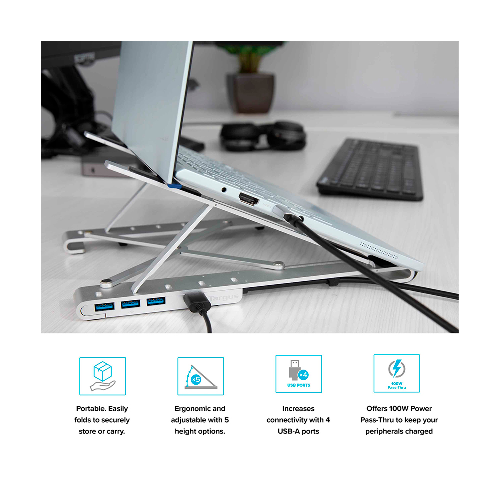 AWU100205GL TARGUS                                                       | SOPORTE NOTEBOOK TARGUS ERGONOMICO + USB DOCK INTEGRADO                                                                                                                                                                                                   