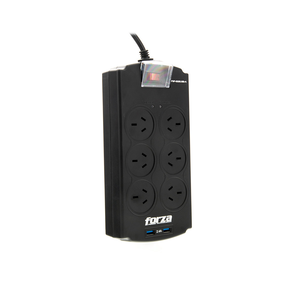 FSP-602USB-A FORZA                                                        | PROTECTOR DE SOBRETENSION FORZA FSP-602USB-A 1250J/2200W 6 IRAM PUERTOS USB-220V                                                                                                                                                                          