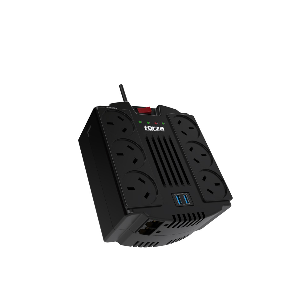 FVR-1202USB-A FORZA                                                        | REGULADOR DE VOLTAJE FORZA FVR-1202USB-A 1200VA/600W 6 IR                                                                                                                                                                                                 