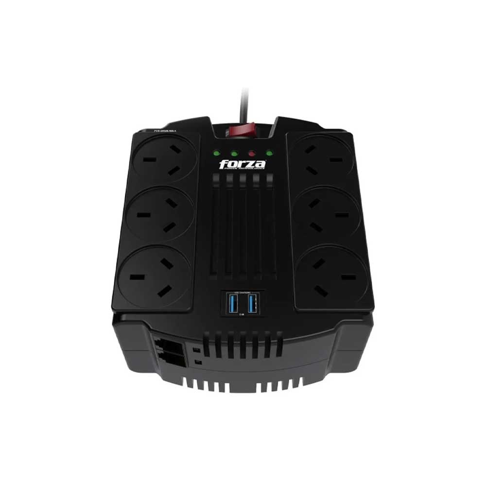 FVR-1202USB-A FORZA                                                        | REGULADOR DE VOLTAJE FORZA FVR-1202USB-A 1200VA/600W 6 IR                                                                                                                                                                                                 
